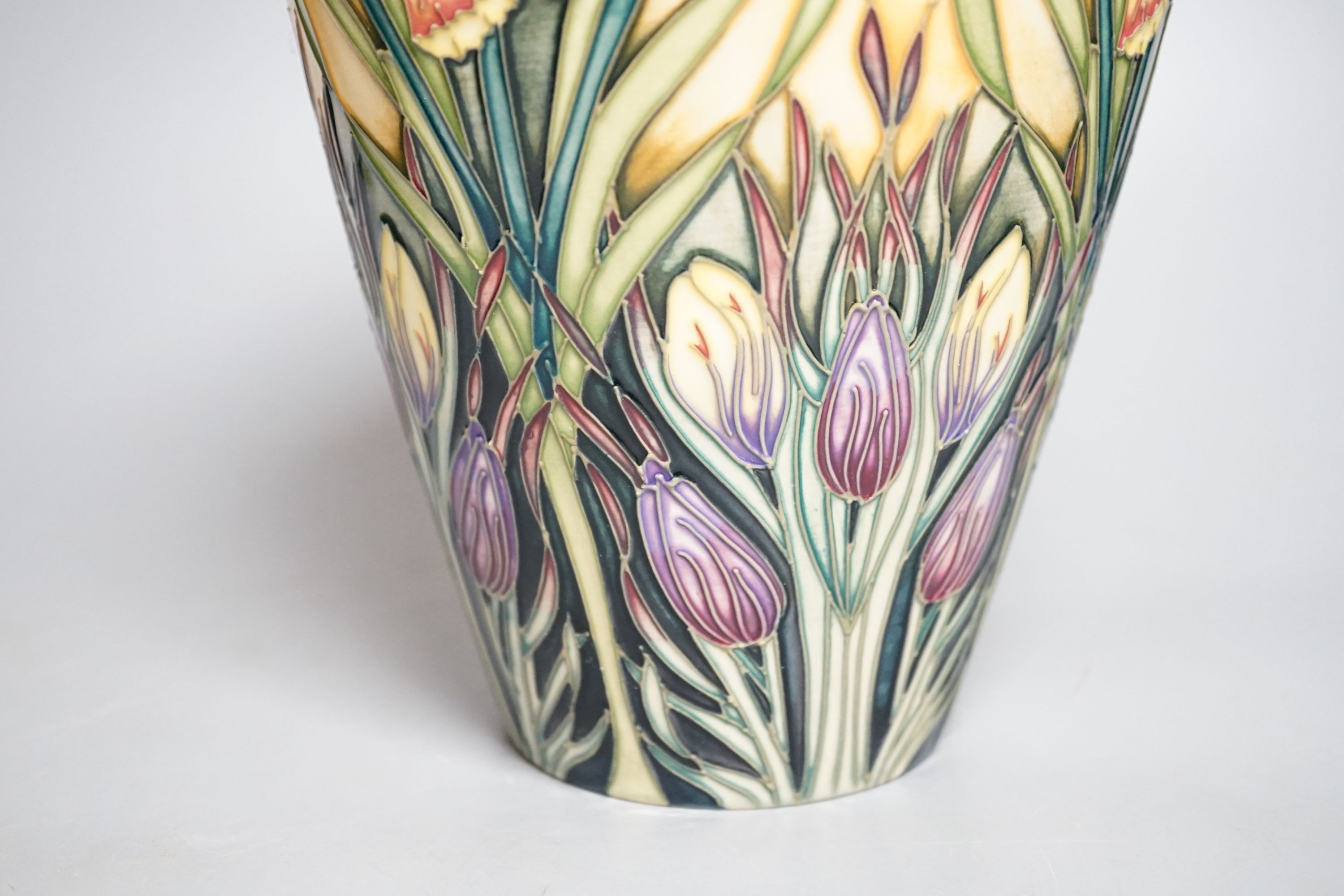A Moorcroft Ode to Spring pattern ovoid vase, dated 2002, signed Rachel Bishop, limited-edition 113/150, in original box